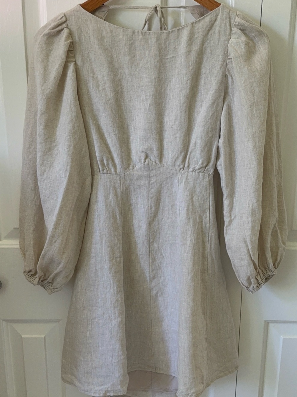 DISSH Natural Beige Puff Sleeve Mini Dress